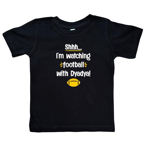 Shhh... I'm Watching Football with Dyadya Black or White Toddler T-Shirt, Niece or Nephew Present, Kid Shirt, Valentine's (Dyadya Watching Football Shirt)