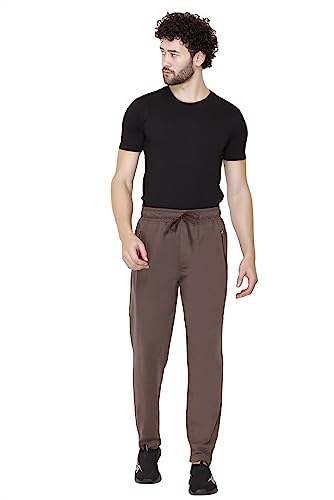 Image of Cotton Lowers for Men, Regular Fit, Zip Pocket, Night Pant, Joggers, Sports Trousers, Gym n Lounge Wear Track Pant for Boys Cambrige Brown L