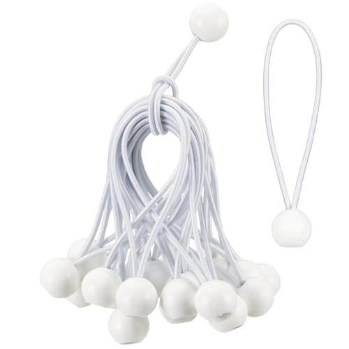 PRETEX 25x Spanngummi mit Kugel - Set von 25 Stück x 15cm Planenspanner - Hochbelastbare Spanngummis mit Kugel - Perfekt als Planenbefestigung oder Zeltspanner - Weiss
