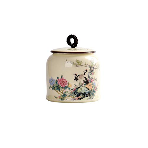 Ceramics Tea Canister Traditional Tea Caddy Hand Painted Sealed Canister for Household moisture-proof storage Jar A16