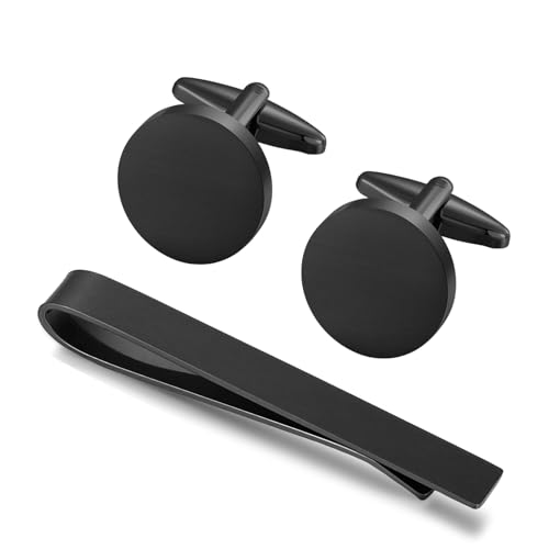 Image of GWD Cufflinks and Tie Clip Set Personalized Cuff Links Business Wedding