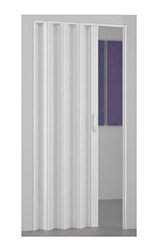 GRANISUD Puerta Plegable CORREDERA EN PVC UNA Hoja 82 cm x 204 cm Alto Color Blanco Ahorro DE Espacio
