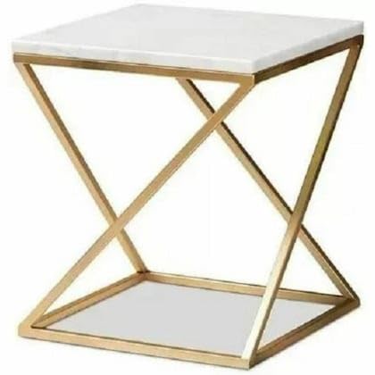 YMM DECOR Metallic Glossy Finish End Side Table, Corner Table, Solid Wood Side Table