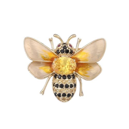 CHarmeFleur Rhinestone Bienen Brosche Anstecknadel für Damen Mädchen Modestil Niedliche Gelbe Schwarze Kristall Honigbiene Hummel Tier Insekten Broschen Reversnadeln