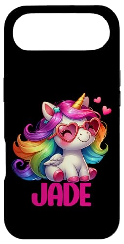 翡翠 名前入り カラフル ユニコーン レディース ガールズ スマホケース iPhone Air 用
