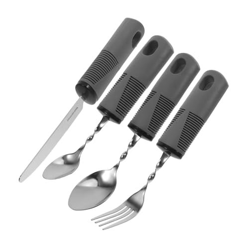 SOLUSTRE Elderly Dining Aid Anti-tremor Spoon Forks Angled Design Universal Adaptive Utensils for Seniors