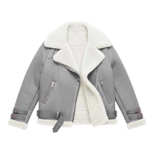 Chaqueta de ante sintético texturizada con cuello de cordero y acabados premium 3