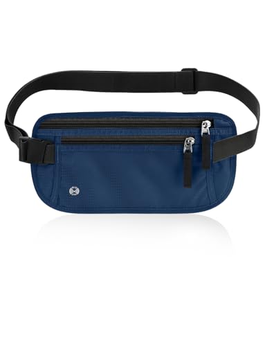 Mellbree ウエストポーチ セキュリティポーチ 旅行 便利グッズ ウエストバッグ 隠しポーチ 多機能 超軽量 海外旅行 バッグ 防犯 RFID スキミング防止 スリ対策 スリ防止 貴重品いれ 防犯グッズ メンズ レディース フリーサイズ (ネイビーブ