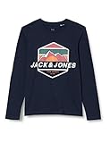 Logo-Print JACK & JONES Jungen JORDEHSEL Tee LS Crew Neck JR Sweatshirt, Navy Blazer, 176