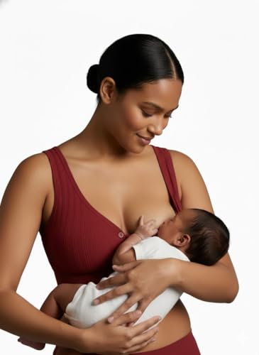 Image of Women's Maternity Nursing Bra, Front Open with Button Closure, Wirefree Padded, Seamless Inner, with Tube Bra,Pack of 1 (Free Size 30,32,34)