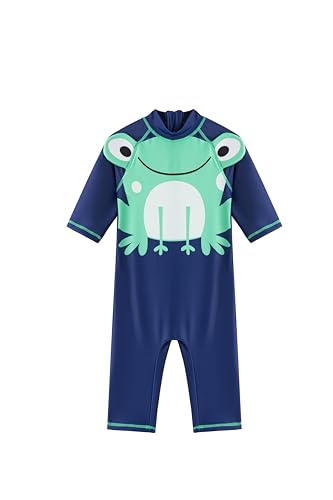 Image of LIZENS Boys Rash Guard Shirts One Piece Swimwear Green Dinosaur Short Sleeve UPF50+ Sun Protection Swimsuit