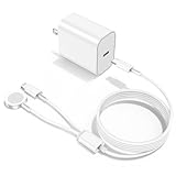 Upgraded Apple Watch Charger, 2 in 1 Magnetic iWatch Charger to USB C Cable 6ft with USB C Block for iWatch Series Ultra/9/8/7/6/SE/SE2/5, iPhone 14/13/12/11, Pro/Pro Max