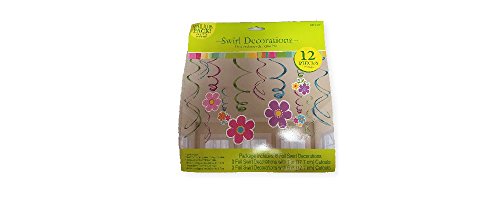 Amscan Spring Swirls Party Value Pack Decorations (12 Pieces), Multicolor, 10