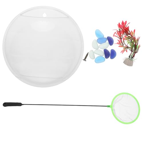 jojofuny Aquarium Mural Transparent en Acrylique 23 CM Jardinière Suspendue Multifonction pour Poissons Betta et Plantes Aquatiques Mini Aquarium Décoratif...