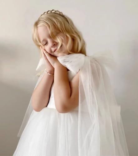 Flower Girl Dress for Wedding Toddler Kids Party Birthday Princess Tulle Pageant Dress Sleeveless with Tie Bowknot4