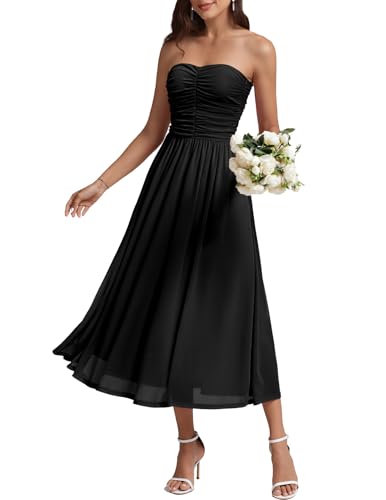 DRESSTELLS Women's Cocktail Dress, Strapless Tube Top Long Maxi Summer Formal Mesh Dresses 2025