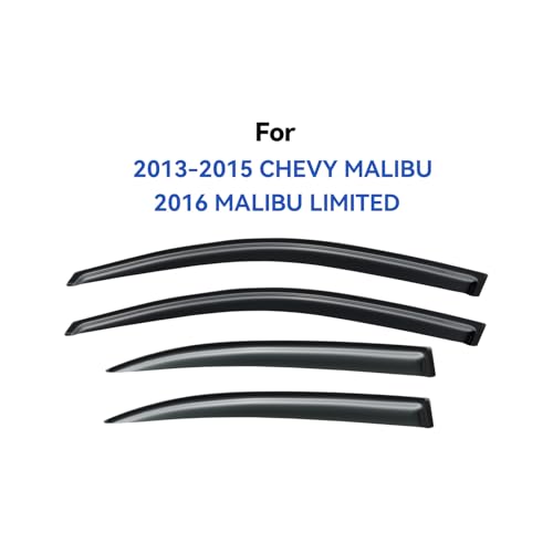 Image of Window Visors Rain Guards for 2013 2014 2015 13 14 15 Chevy Malibu, Out-Channel Window Vent Wind Deflectors Visors Shades for 2016 Malibu Limited