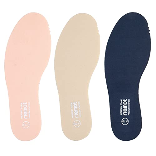 Image of riemot Memory Foam Insoles for Women Men, Super Soft Replacement Innersoles for Sneakers Walking Shoes Boots Liners, Thin Comfort Cushioning Shoe Insert Beige-5mm EU 36