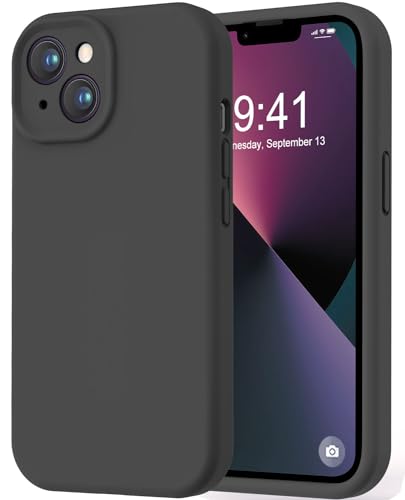 Image of LOVE 3000 Designed for iPhone 13 Case, Premium Silicone with [Camera Protection] [Soft Anti-Scratch Microfiber Lining] Shockproof Protective Phone Case for iPhone 13 Women Men Girls 6.1 inch, Black