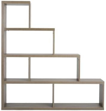 Bookcase Wooden Ladder Shape Storage Display 7 Shelves Room Divider Bookshelf Home Office Furniture Beech Grey