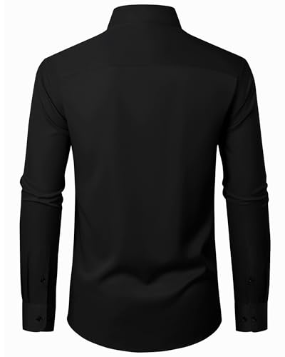 J.VER Mens Shirts Long Sleeve Dress Black Shirt Stretch Non Iron Regular Fit Casual Business Fashion Work Party Shirts 5XL - Image 3