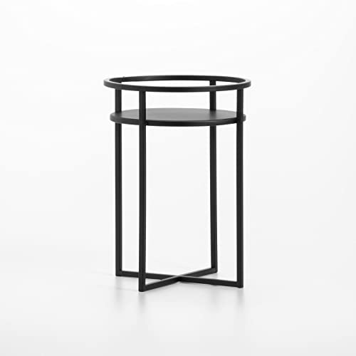 Mdesign Small Mid Century Planter Indoor/Outdoor Modern Plant Stand For Flowers, Greenery, Succulents, Vases And Pots - Metal Steel Design - 9" Tall - Matte Black #TOP5