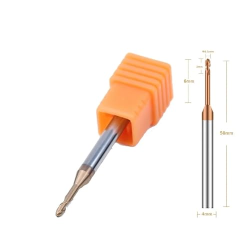 Fresadora de punta bola carburo CNC HRC55 2F R0.4x6x4x50mm 3