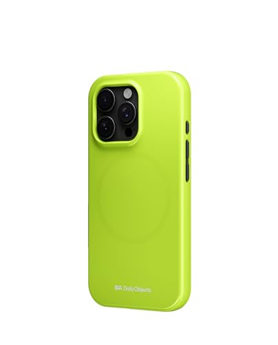 Image of DailyObjects Polycarbonate Enamel Bumper Magsafe Case For iPhone 14 Pro Max Compatible With Magsafe Wireless Charging | Lime Magnetic Back Cover