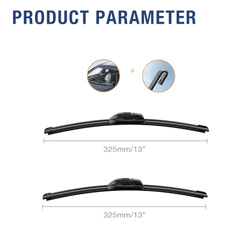 Image of 13 inch+13 inch Water Repellent Windshield Wiper Blades Replacement for JEEP Wrangler TJ 2006 2005 2004 2003 2002 2001 2000 1999 1998 1997 Silicone Automotive Replacement Windshield Wiper Blades