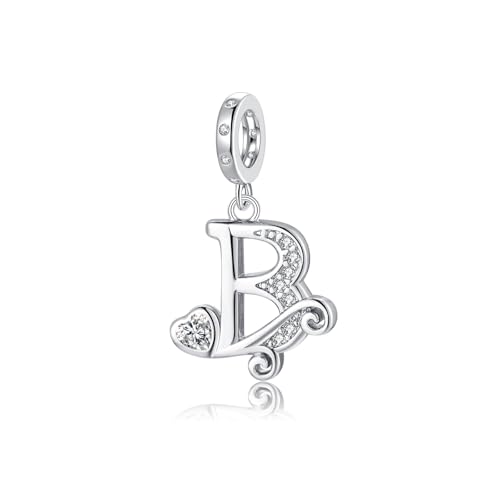 Cadeau de Saint-Valentin - Lettre B Pandora Charms S'adapte au Collier Bracelet Européen,Cadeau...