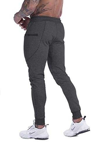 Maikanong Mens Slim Fit Joggers Tapered Sweatpants For Gym Running Athletic Dark Grey #TOP2