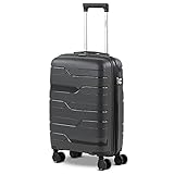ITACA - Maleta de Viaje Cabina Avion Rígida Pequeña y Ligera con 4 Ruedas Hombre Mujer Trolley 55x40x20 cm. Material Muy Resistente Candado con Combinación TSA. 760350, Color Gris Oscuro