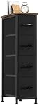 Somdot Narrow Dresser with 4 Drawers, Slim Storage Organizer Chest of Drawers with Removable Fabric Drawers for Small Spaces Bathroom Closet Bedroom Laundry, Black Rustic Brown