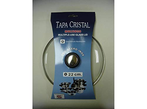 Tapa Bateria Cocina 22Cm Valvula Ventilacion Aro Inox-Cristal - Tecnhogar En Oferta Tapa Cristal Inox Con Valvula 22 Cm