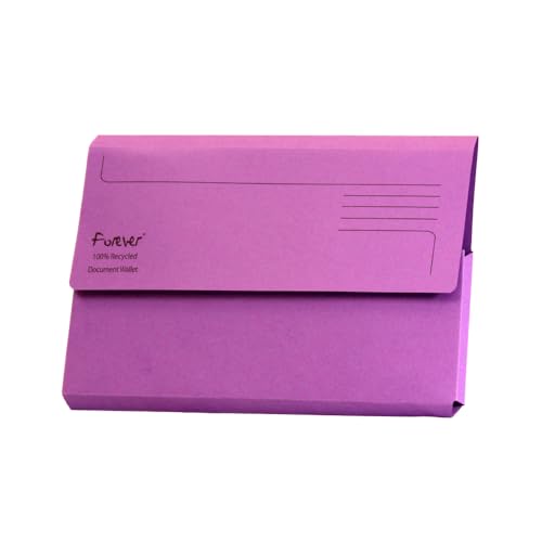 Exacompta Forever Document Wallets - Perfect for Storing Documents - Recycled 290 gsm Board - 34.5 x 24.5 cm in Size - A4/Foolscap - Purple - Pack of 25.