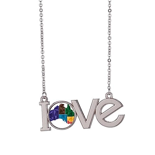 Collier carte Australie pendentif territoire État coloré M