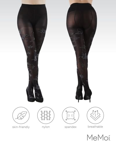 Image of MeMoi Women's Wild Floral Opaque Nylon Tights