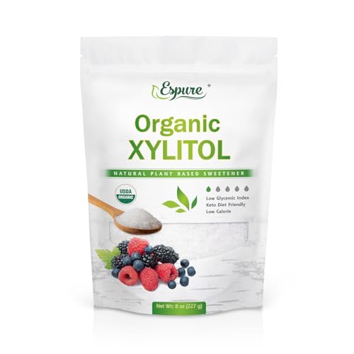 Organic Xylitol - USDA Certified Organic Plant Based Sweetener, Keto friendly, Low Calorie Sugar Substitute; 8oz