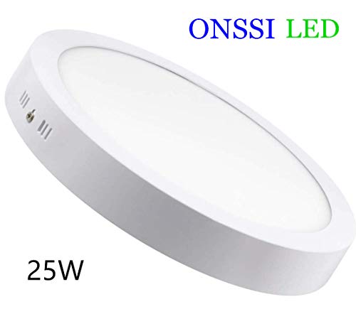 Plafon de Techo LED 25W 2500lm Blanco Frío 6000k-6500k Downlight Circular Superficie Panel LED Iluminacion Para Sala de Estar,Comedor,Dormitorio,Oficina ONSSI LED