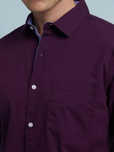 Image of Dennis Lingo Men Cotton Solid Slim Fit Casual Shirts