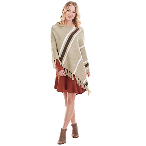 Mud Pie Womens Westin Tassel Poncho Wrap Viscose Yarn Dyed