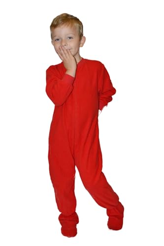 BIG FEET PAJAMA CO. Red Fleece Kids Footed Onesie Pyjamas for Boys & Girls