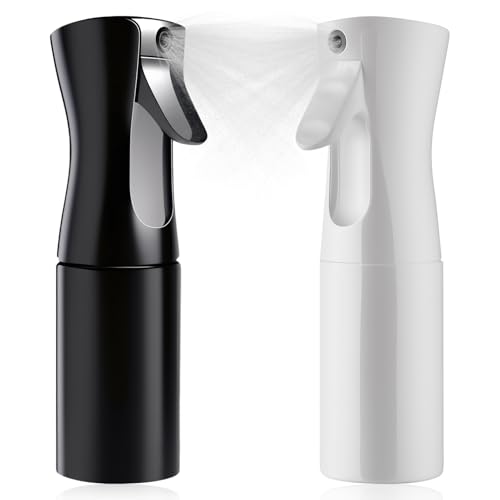 Lot de 2 flacons pulvérisateurs d'eau continus, brume pour cheveux et eau pour coiffure, nettoyage, anti-fuite avec brume fine, flacon rechargeable pour cheveux, plantes, maison et voyage (200 ml)