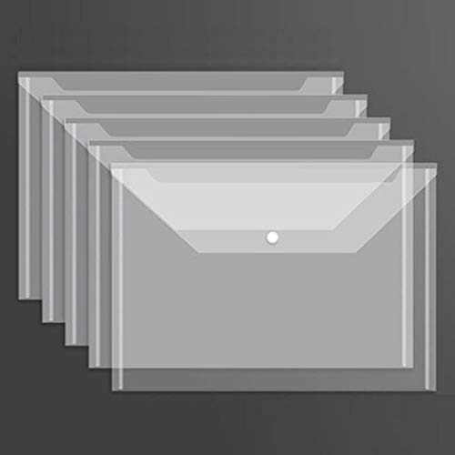 ボタン式ファイルバッグ 50枚セット A4 クリアファイル 大容量 防水 半透明 クリアーホルダー オフィス 学校 学生 入学準備用 ボタン式 ファイルケース オフィス用品 事務用品 書類 資料保管 文房具 小物収納 ドキュメントケース (ホワイト1)