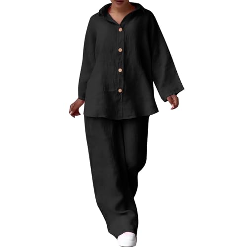 Ensemble 2 pièces femme en coton et lin pour un look décontracté d'été en terrasse