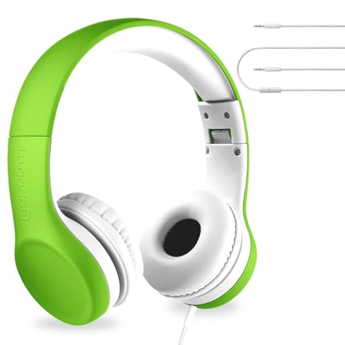 LilGadgets Connect+ Pro Wired Kids Headphones for School with Microphone, Volume Limiting Over-Ear Headset with Cord, SharePort Technology & SoftTouch Padding