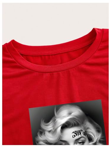 WDIRARA Women's Graphic Print Cap Sleeve Crop Top Crewneck Short Sleeve Tee Y2k T Shirt4