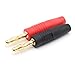 Produktbild VUNIVERSUM 1 Paar (2 Stück) 4mm Banana Stecker Bananenstecker Goldstecker Steckverbinder für Ladegerät Ladekabel Labor Rot Schwarz DIY Stifte Modellbau