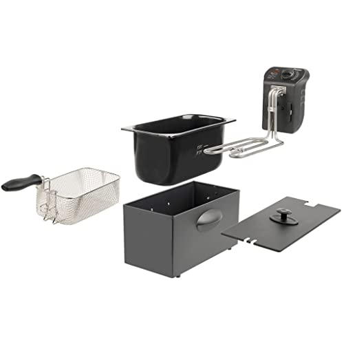 Bestron Öl-Fritteuse, Fritteuse Mit Kaltzonentechnologie, 3,5 Liter Fassungsvermögen, Stufenloser Temperaturregler Bis 190 °C, Teilweise Spülmaschinengeeignet, 2000 Watt, Schwarz, AF357B