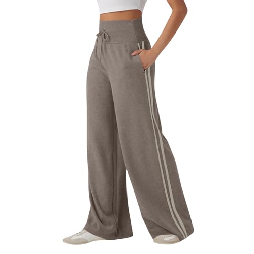 Sweatpants for Women Barrel Oversized Cargo Sweatpants Baggy 2 Side Stripes Palazzo Pants Wide Leg Workout Lounge Drawstring2